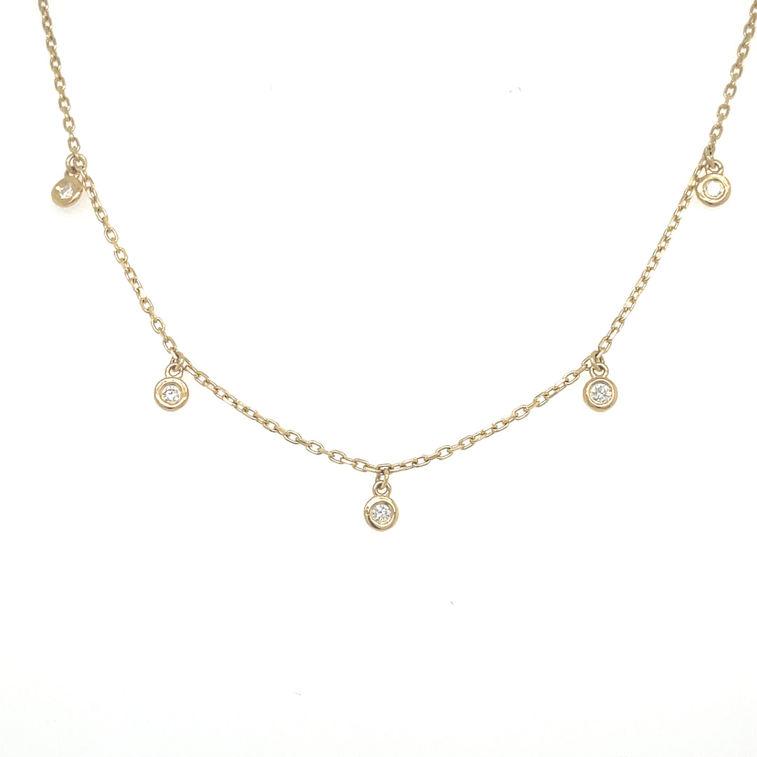 14K Diamond Dangle Station Necklace