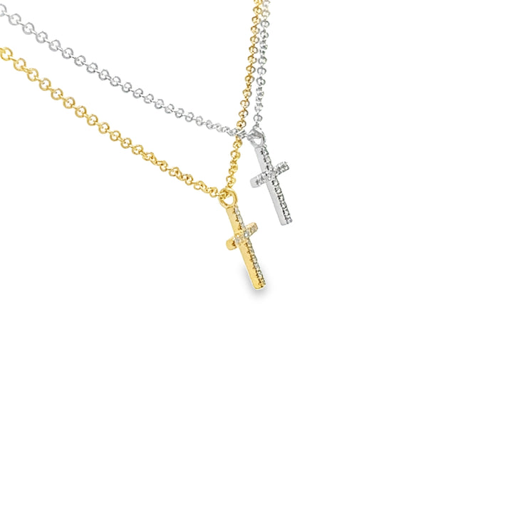14K Petite Diamond Cross Necklace