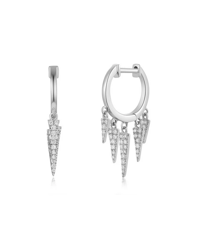 14K Diamond Dagger Shaker Huggie Earring