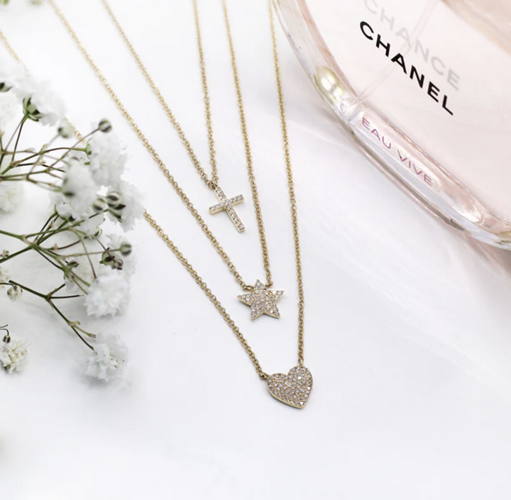 14K Pave Diamond Star Necklace