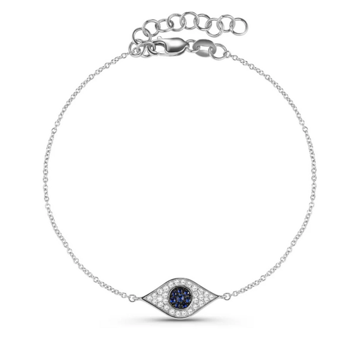 14K Blue Sapphire Eye Diamond Bracelet