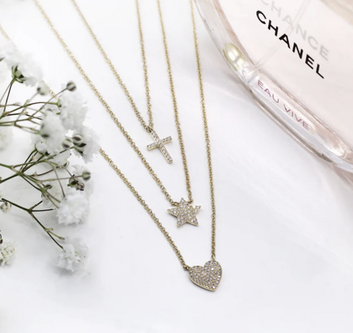 14K Petite Diamond Cross Necklace