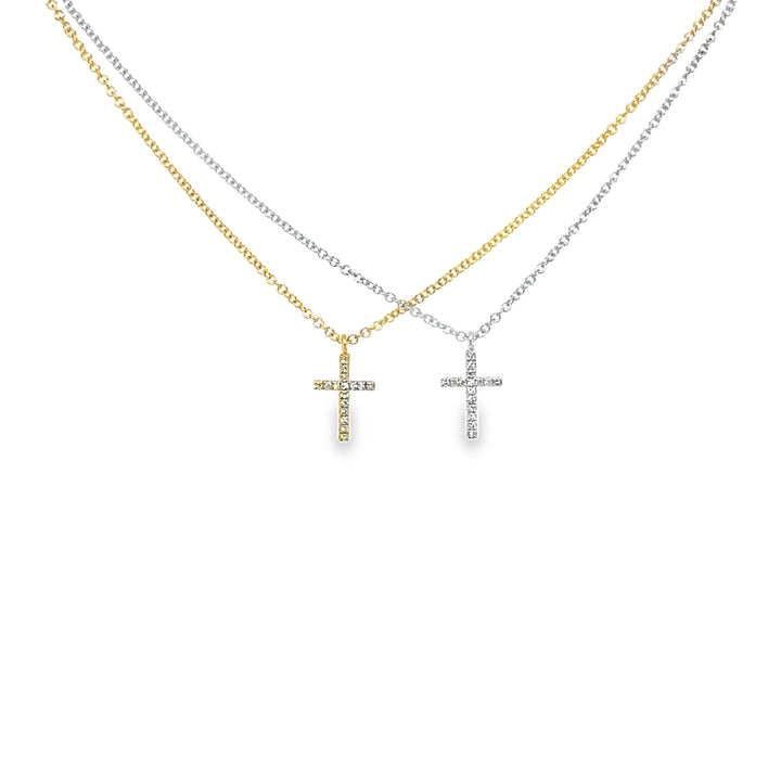 14K Petite Diamond Cross Necklace