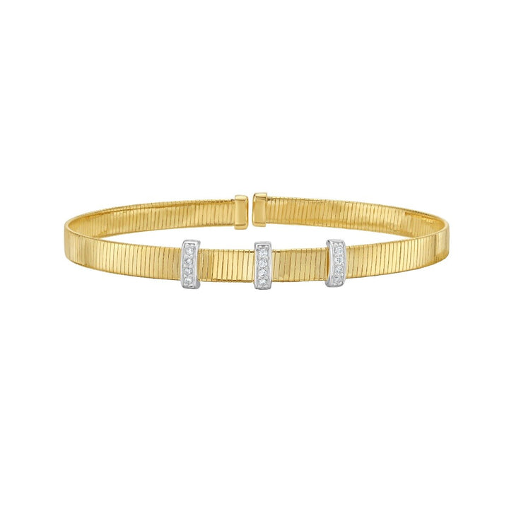 14K .11ct Diamond Station Cuff, front view