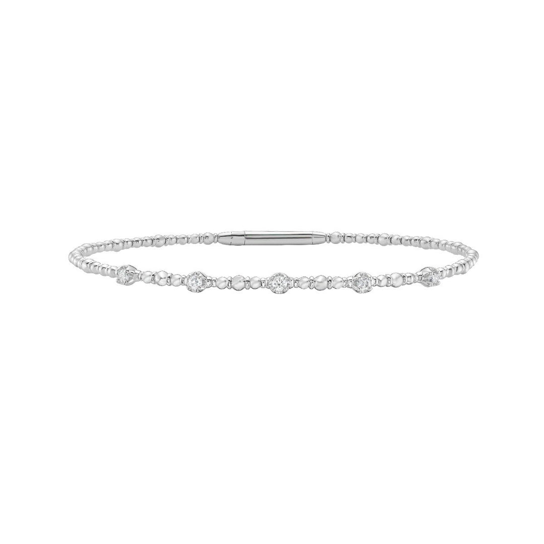 14K .15ct Diamond Beaded Bracelet, front view