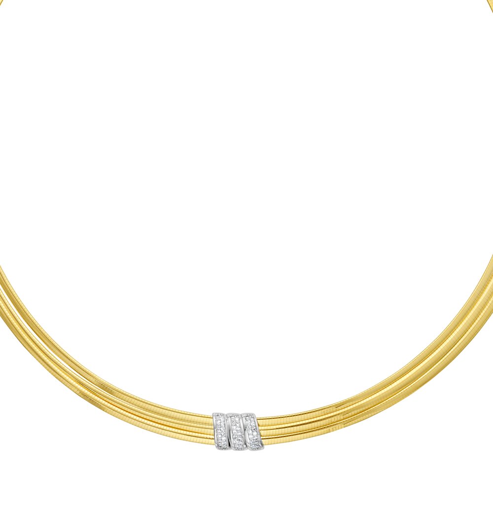 14K .21ct Diamond Omega Necklace, front view