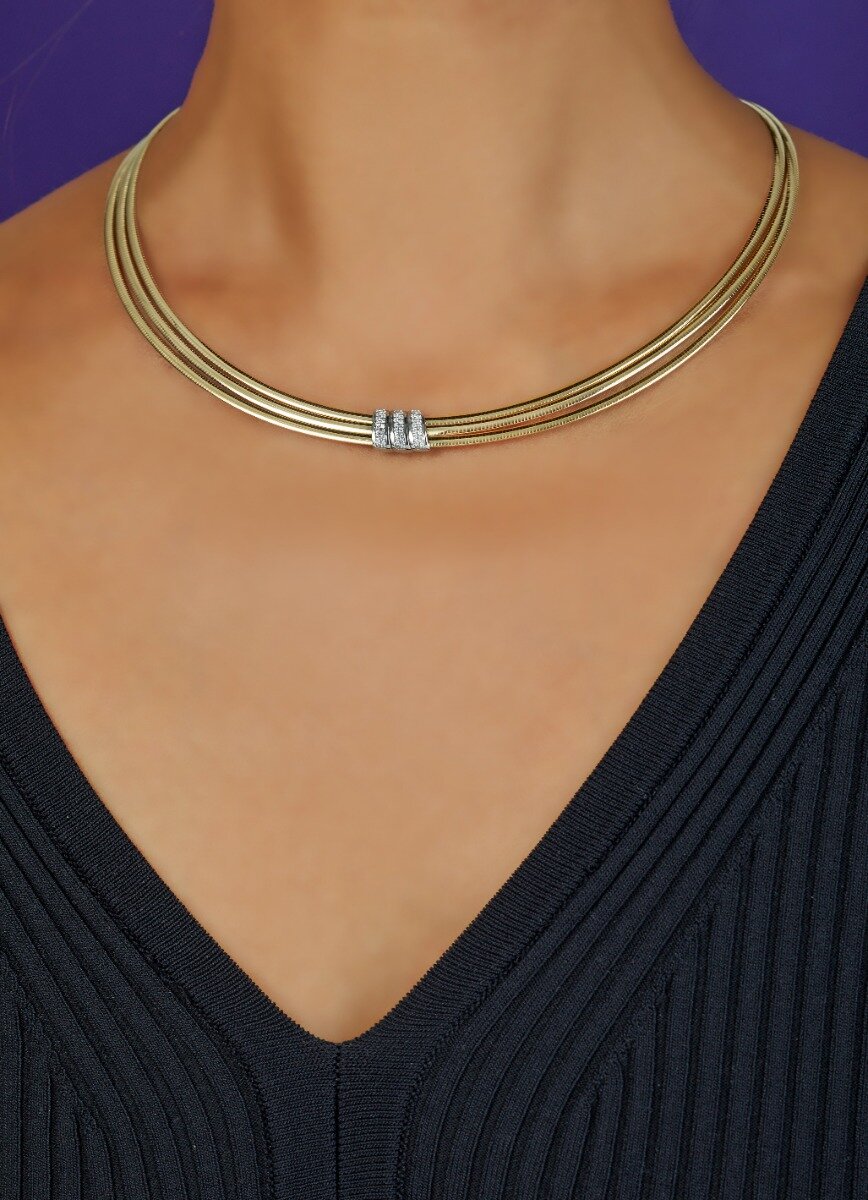14K .21ct Diamond Omega Necklace, view 3