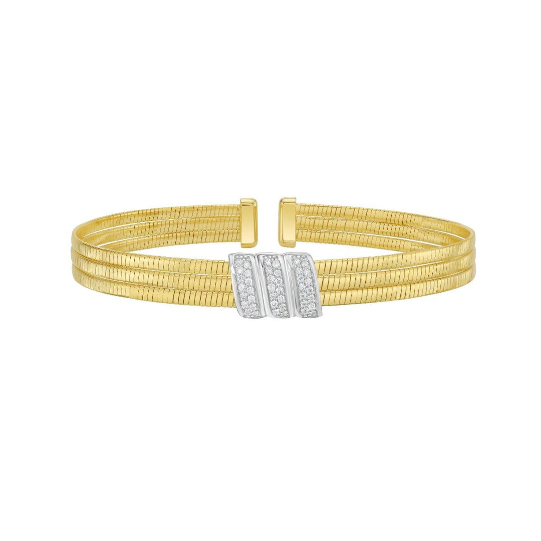 14K .21ct Diamond Omega Triple Cuff, front view