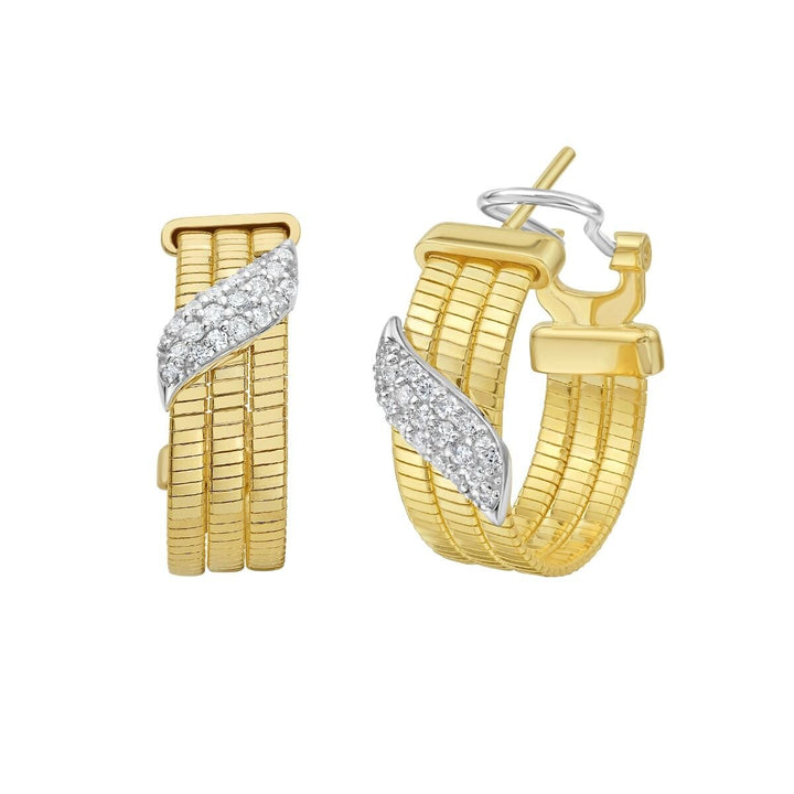 14K .33ct Diamond Omega Hoops, front view