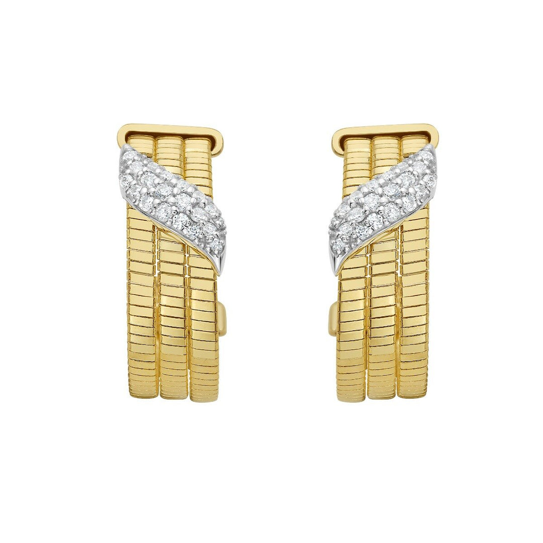 14K .33ct Diamond Omega Hoops, view 3