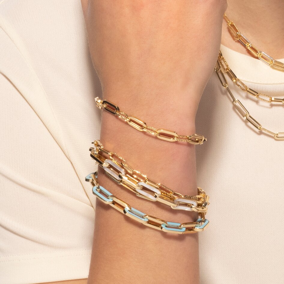 14K 4mm Diamanté Paperclip Chain, view 2