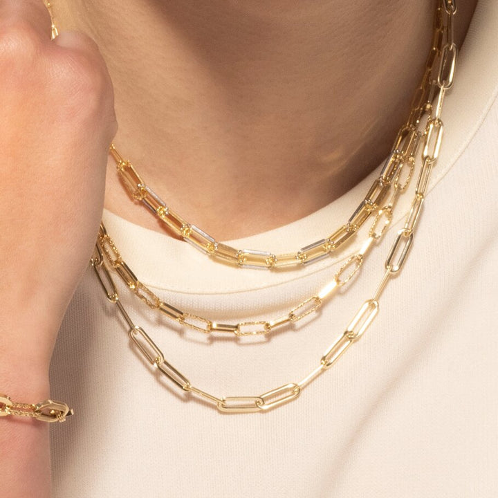 14K 4mm Diamanté Paperclip Chain, view 4