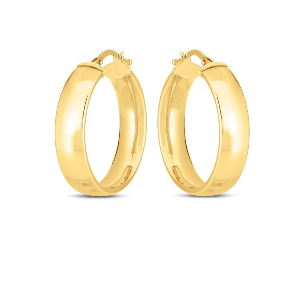 14K 6x25mm Wedding Band Hoops, view 2