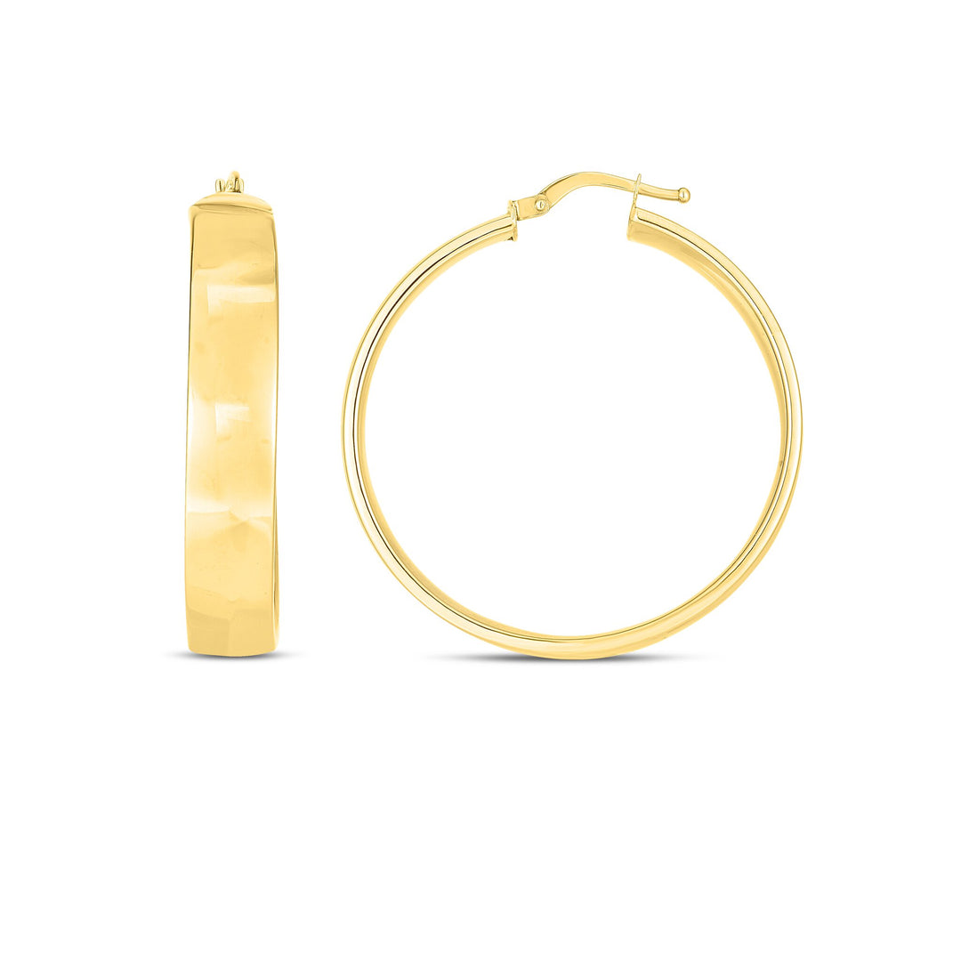 14K 7x35mm Wedding Band Hoops, front view