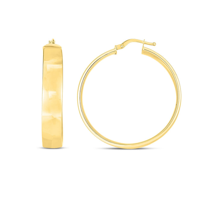 14K 7x35mm Wedding Band Hoops, front view