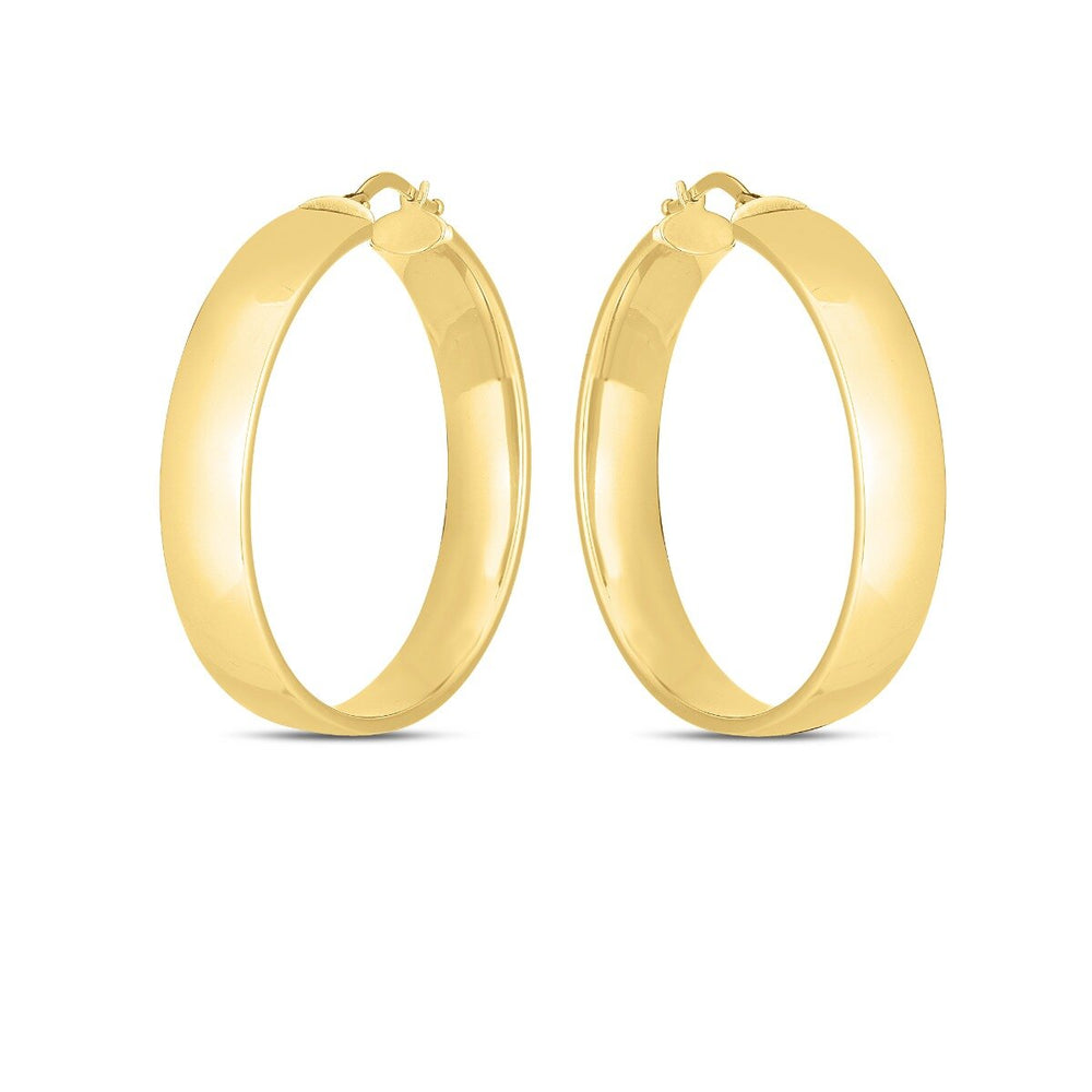 14K 7x35mm Wedding Band Hoops, view 2