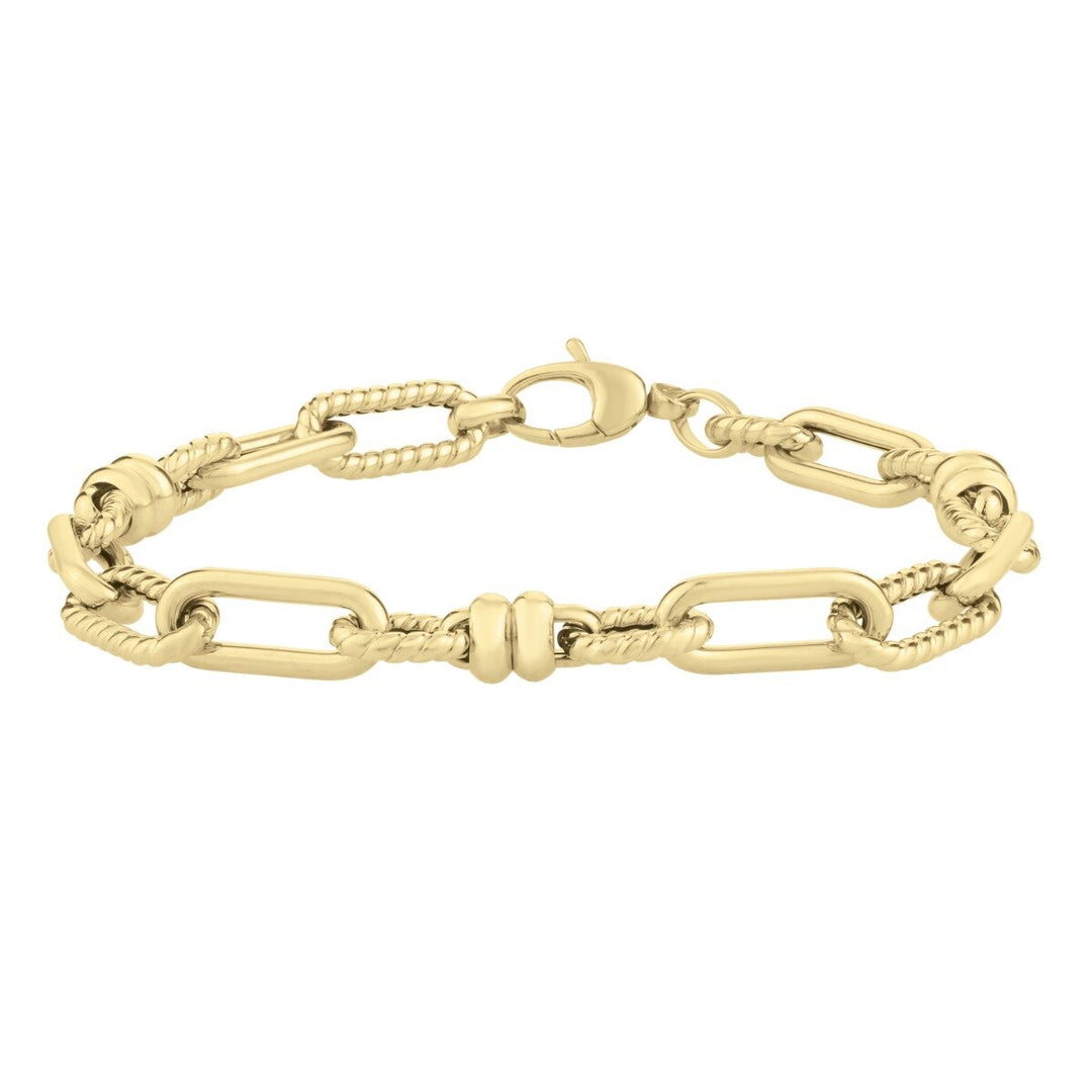 14K Alternating Link Rondel Bracelet, front view