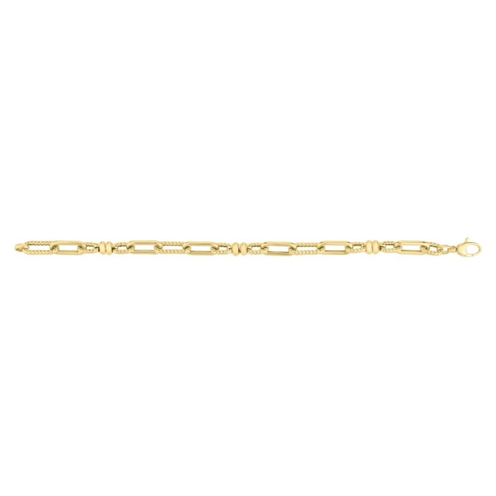 14K Alternating Link Rondel Bracelet, view 2