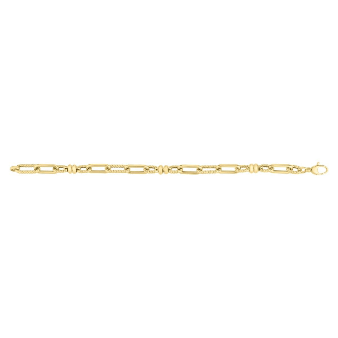 14K Alternating Link Rondel Bracelet, view 2