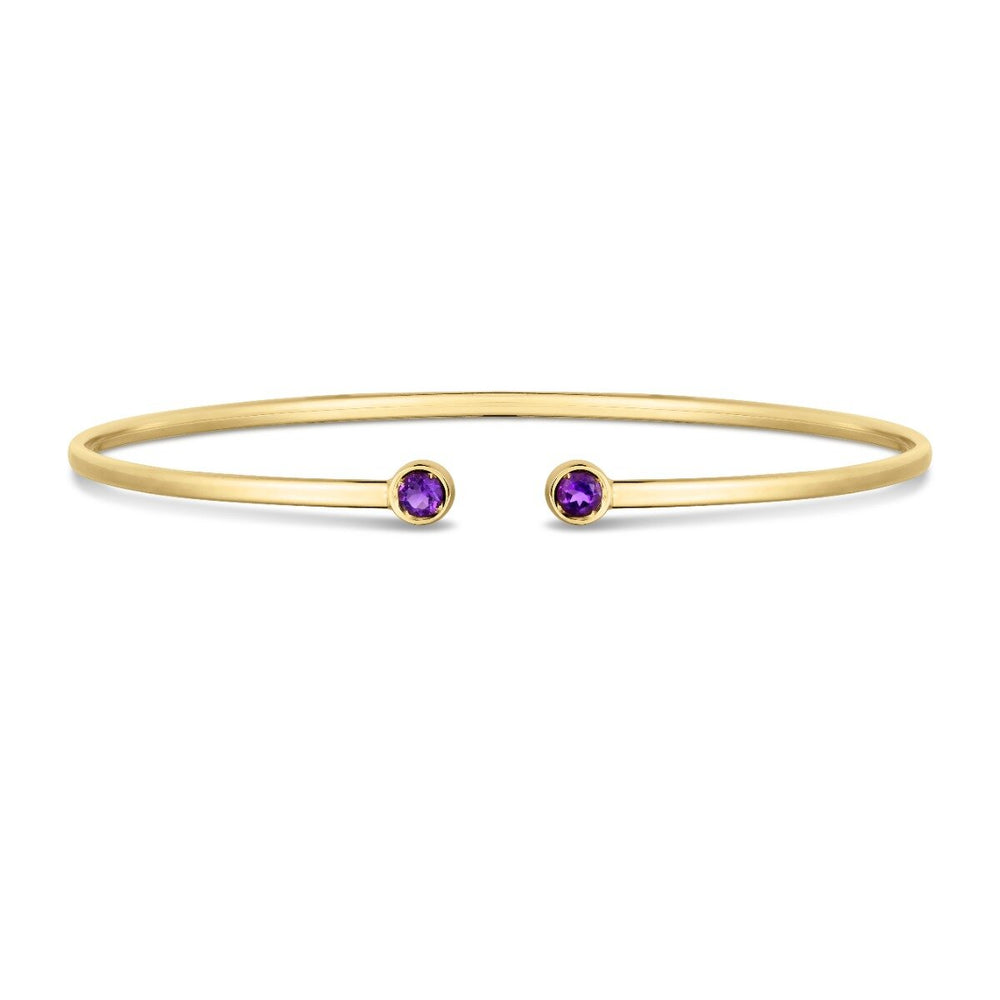 14K Amethyst Open Cuff Bangle, view 2