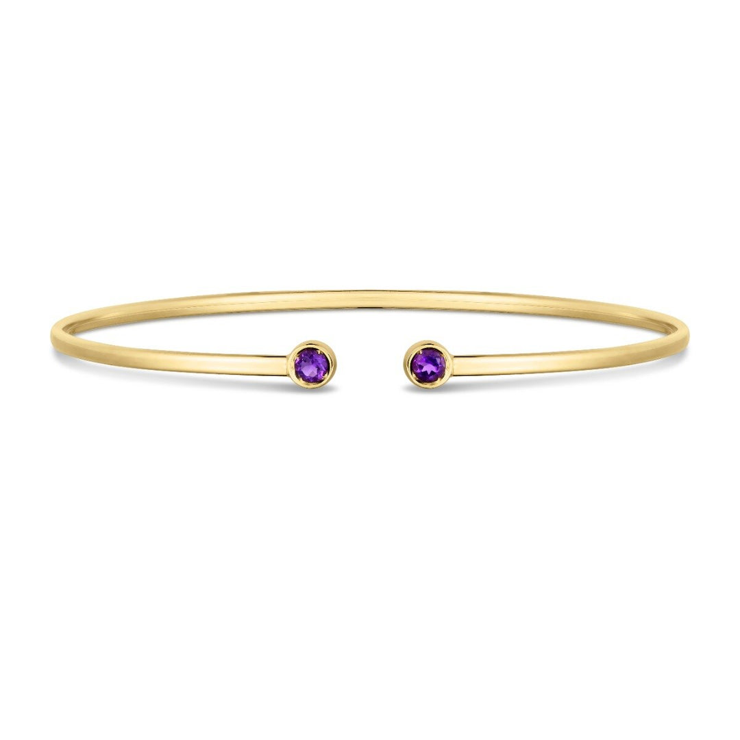 14K Amethyst Open Cuff Bangle, view 2