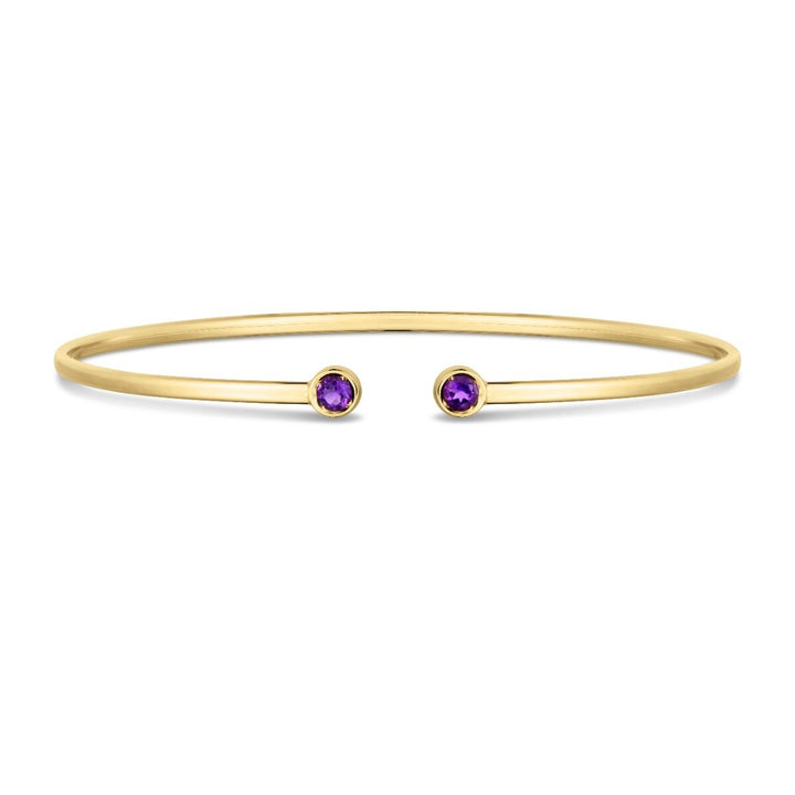14K Amethyst Open Cuff Bangle, view 2