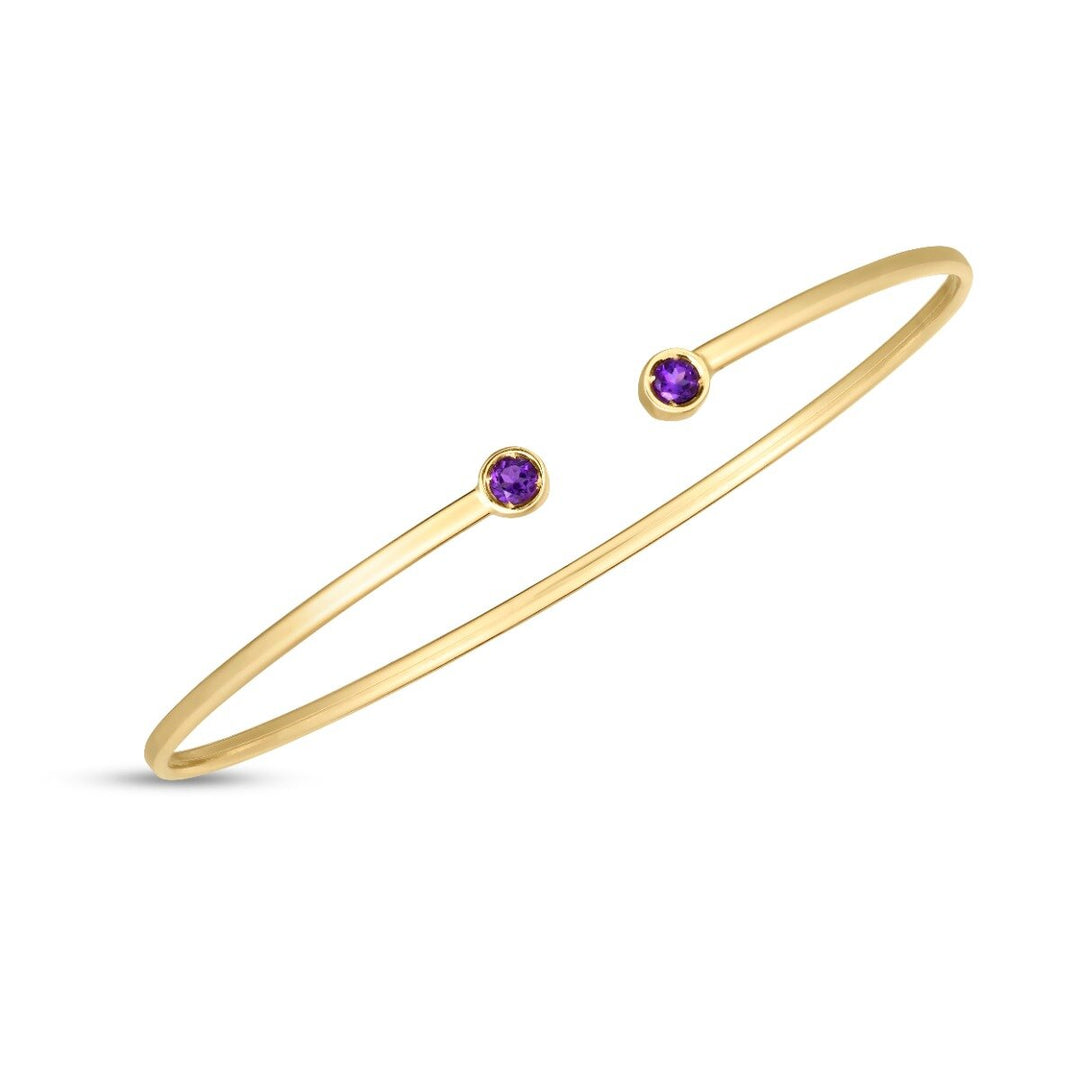 14K Amethyst Open Cuff Bangle, view 3