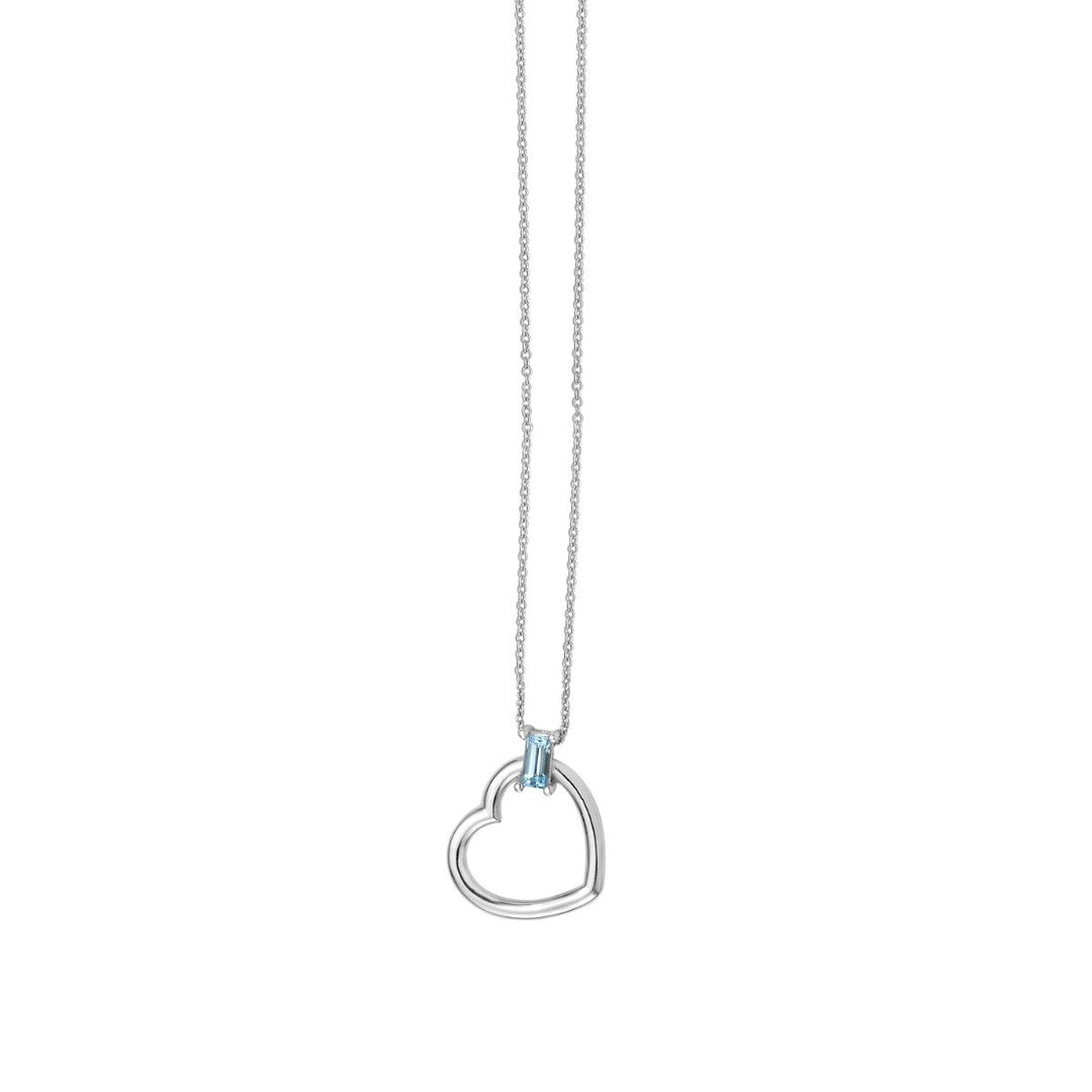 14K Baguette Gemstone Heart Necklace, view 2