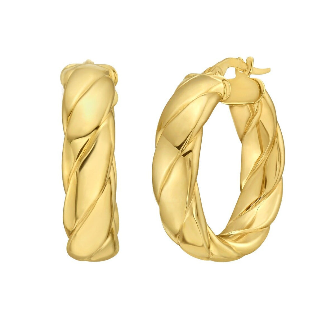 14K Barely Twisted Hoops, front view