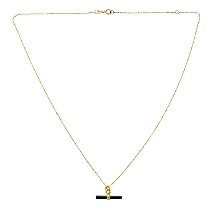 14K Black Onyx T-Bar Necklace, view 2
