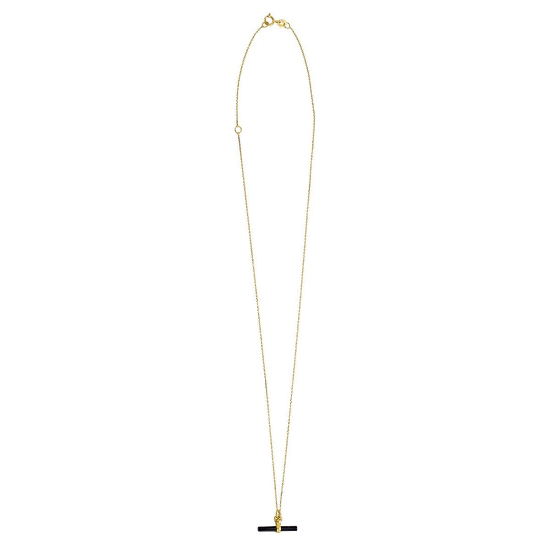 14K Black Onyx T-Bar Necklace, view 3