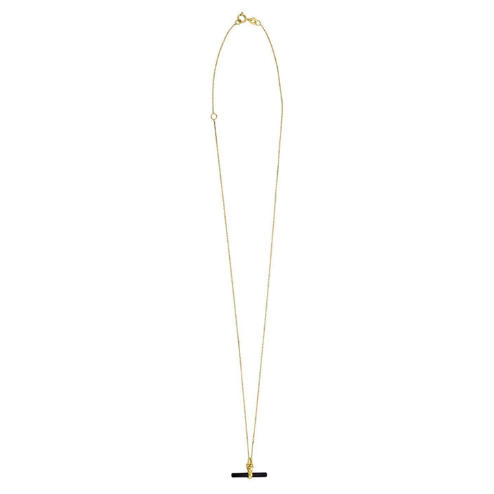 14K Black Onyx T-Bar Necklace, view 3