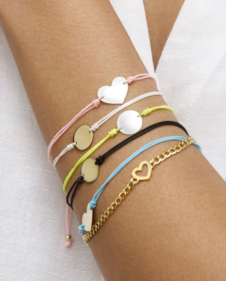 14K Blue Cord Heart Adjustable Bracelet, view 2