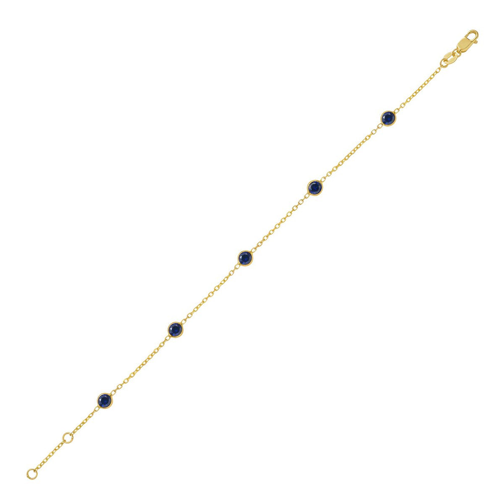 14K Blue Sapphire Station Bracelet, view 2