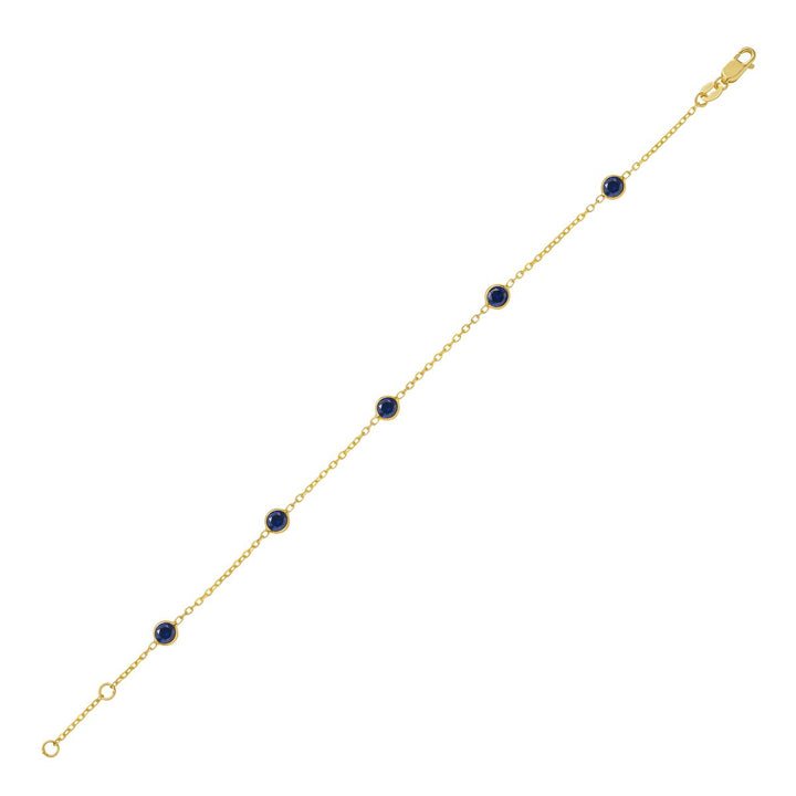 14K Blue Sapphire Station Bracelet, view 2