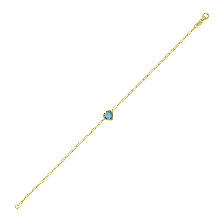 14K Blue Topaz Heart Bracelet, view 2
