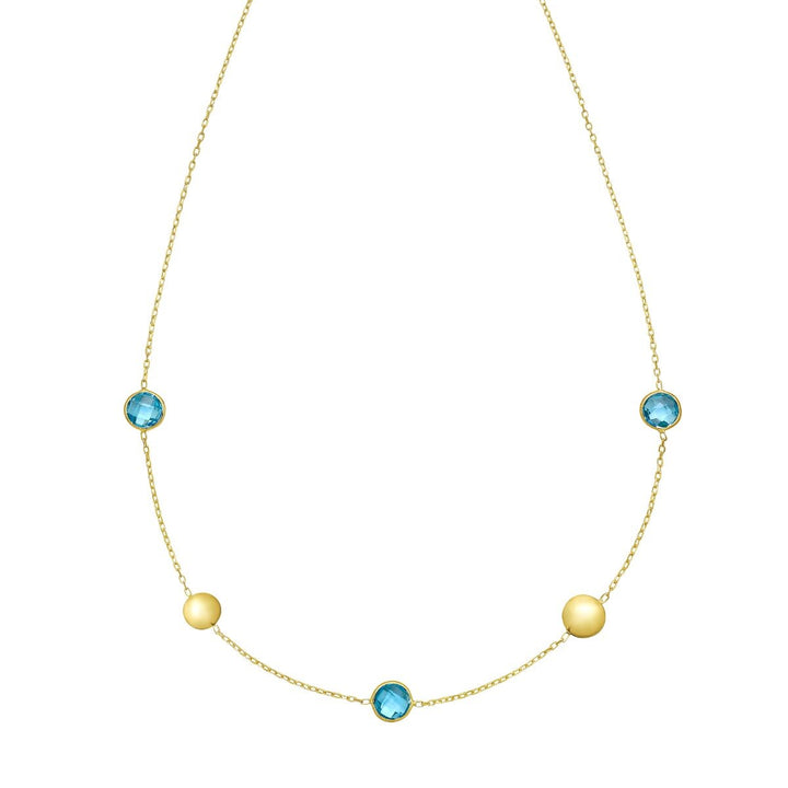 14K Blue Topaz Pebble Necklace, front view