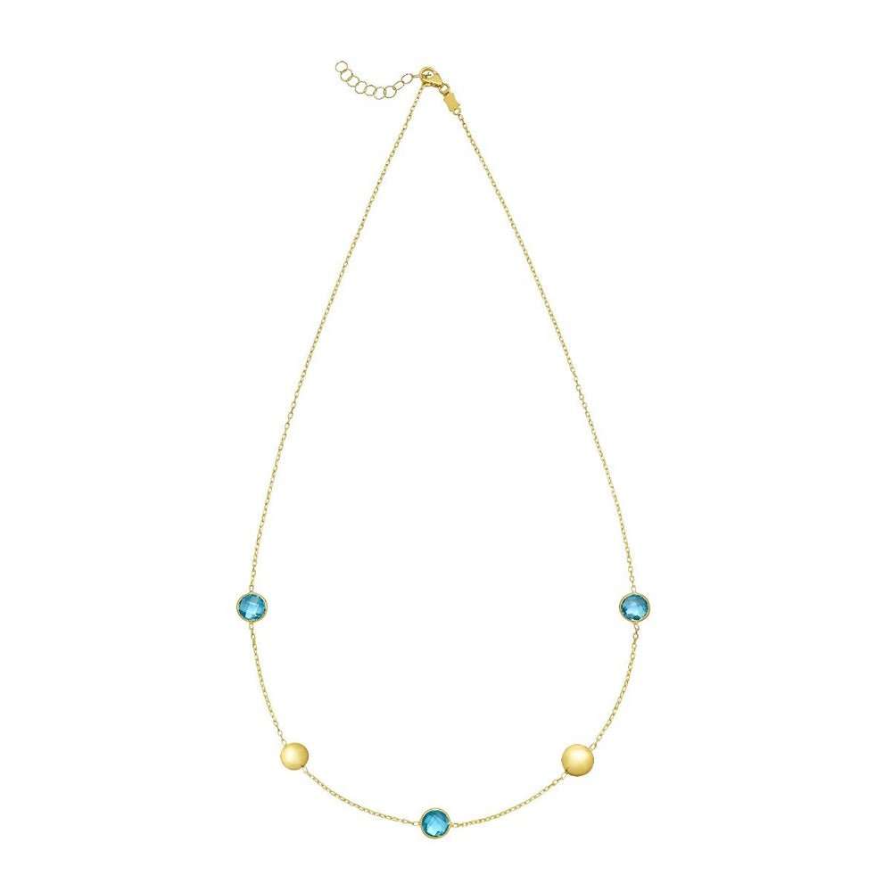 14K Blue Topaz Pebble Necklace, view 2