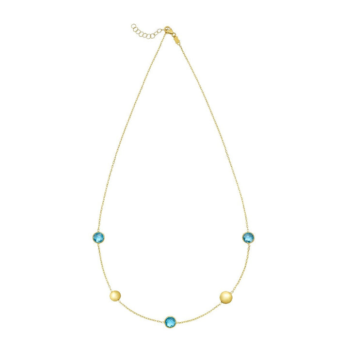 14K Blue Topaz Pebble Necklace, view 2