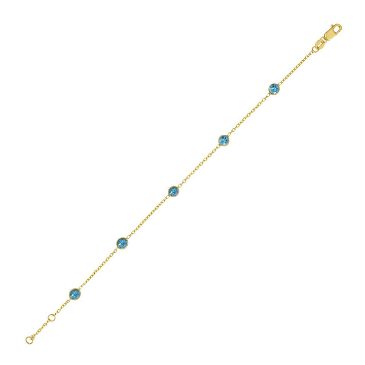 14K Blue Topaz Station Bracelet, view 2