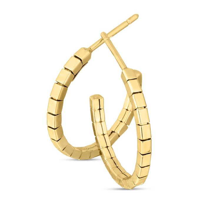 14K Brick Omega Hoop Earrings, view 2