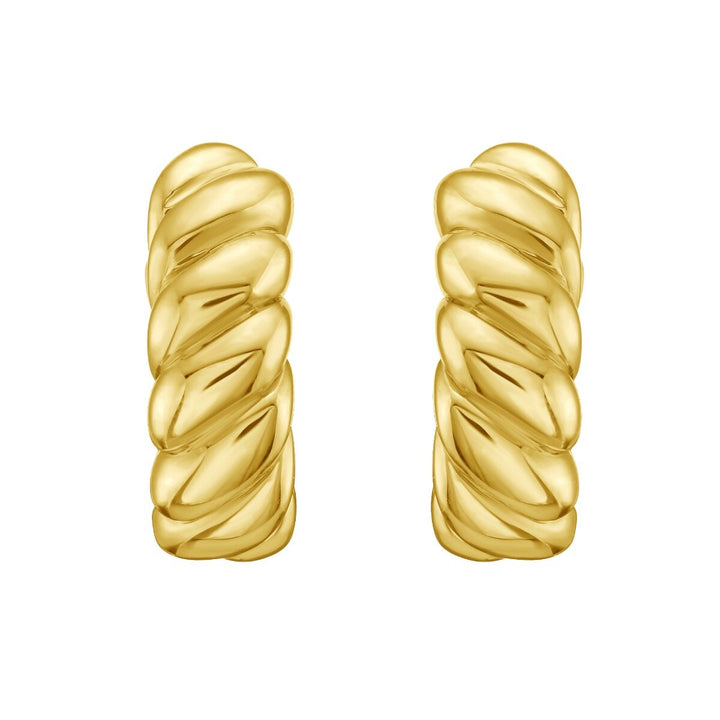 14K Cable Croissant Hoops, view 2