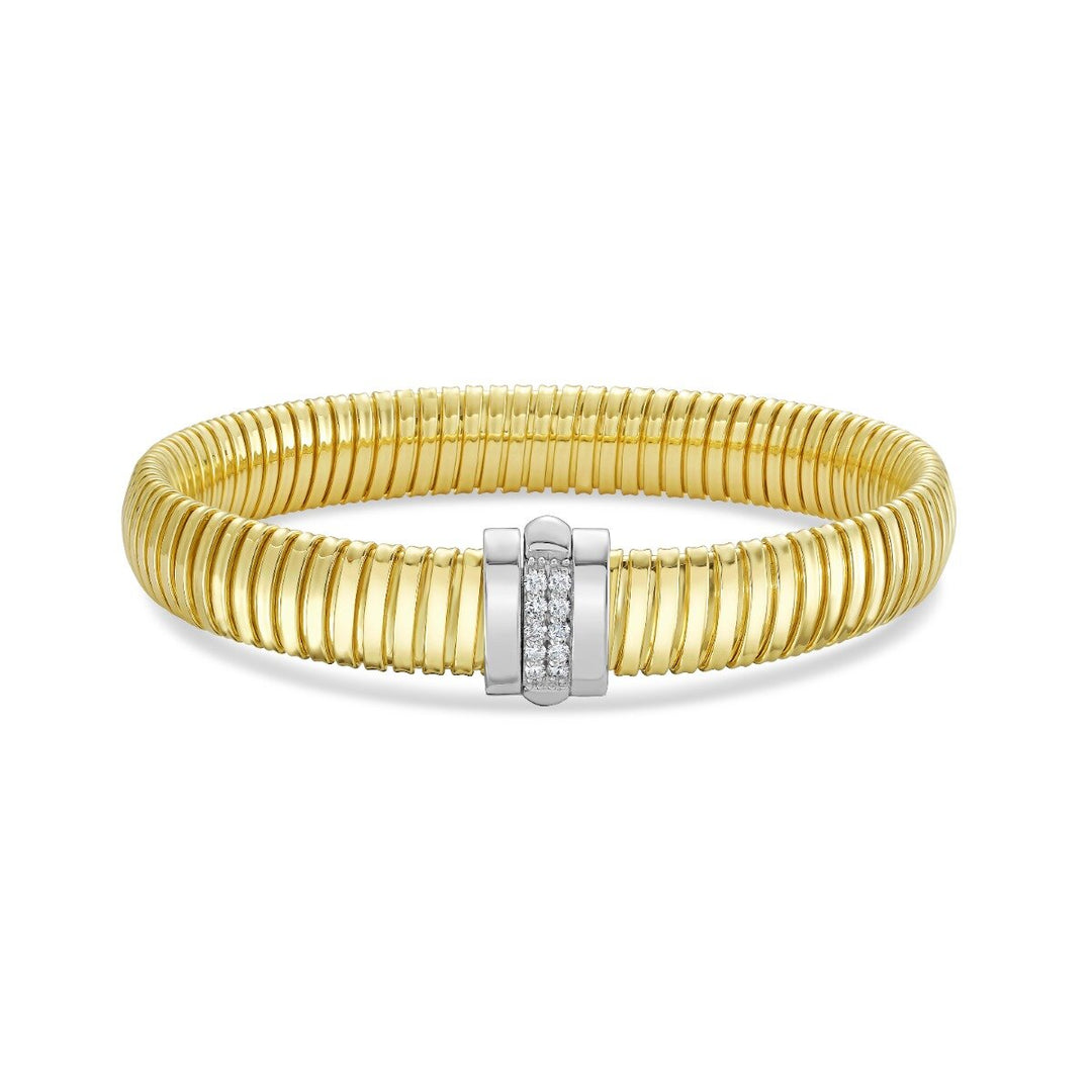 14K Center Station Diamond Tubogas Bracelet, front view