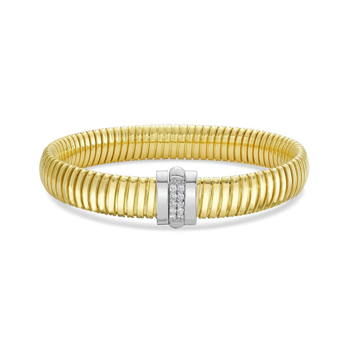 14K Center Station Diamond Tubogas Bracelet, front view