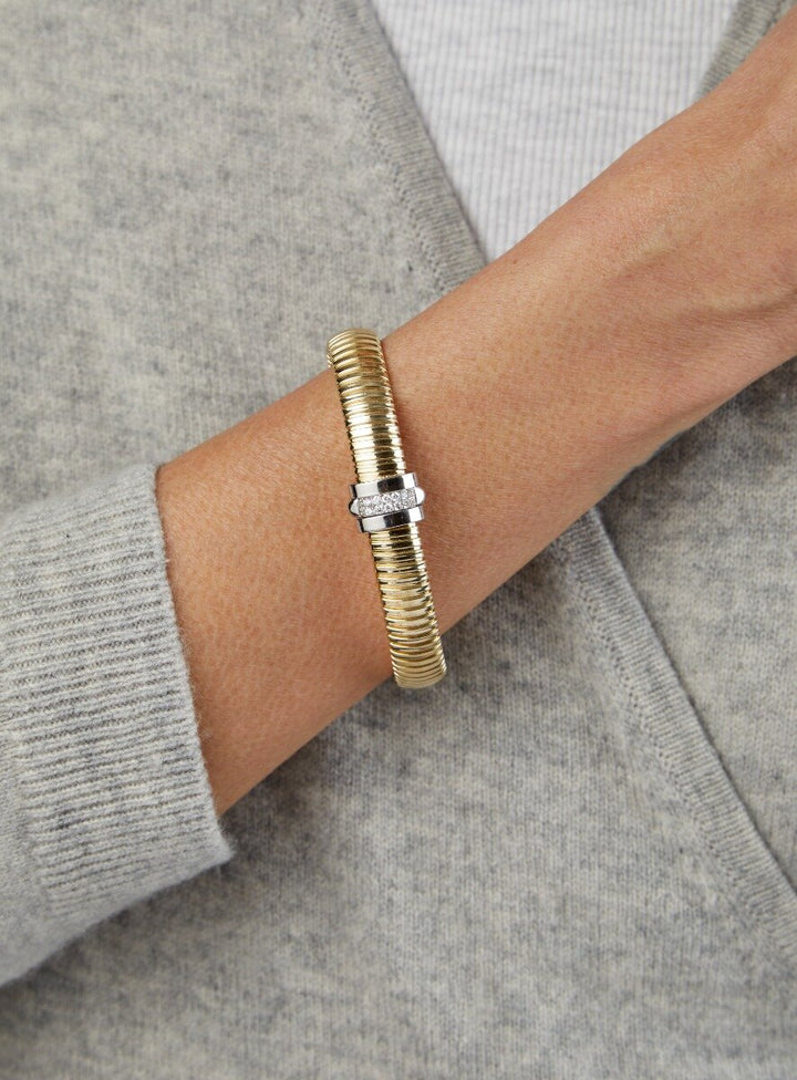 14K Center Station Diamond Tubogas Bracelet, view 3