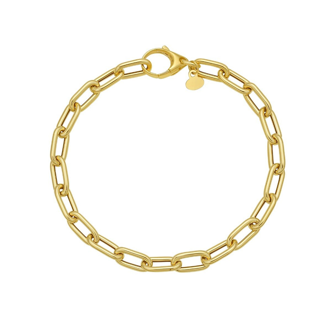 14K Charm Lock Paperclip Chain, front view