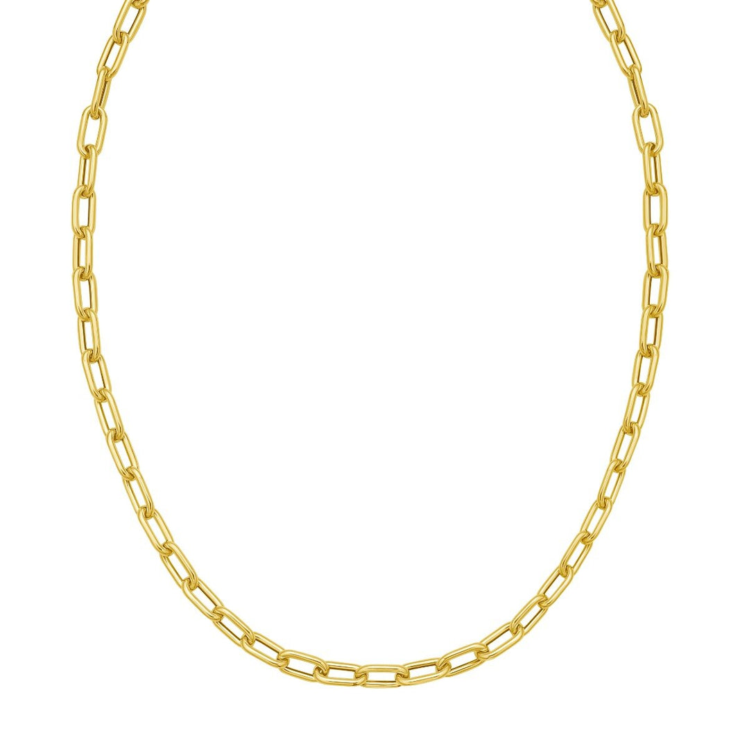 14K Charm Lock Paperclip Chain, view 3