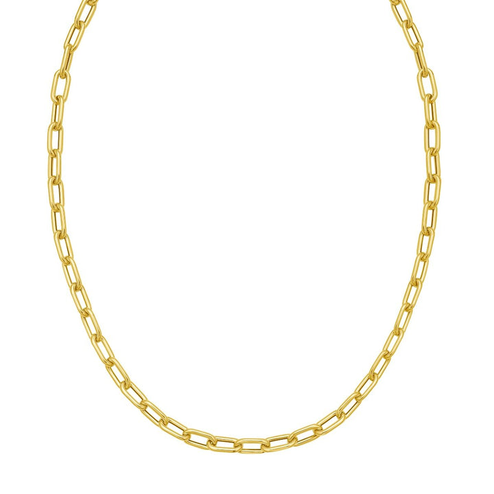 14K Charm Lock Paperclip Chain, view 3