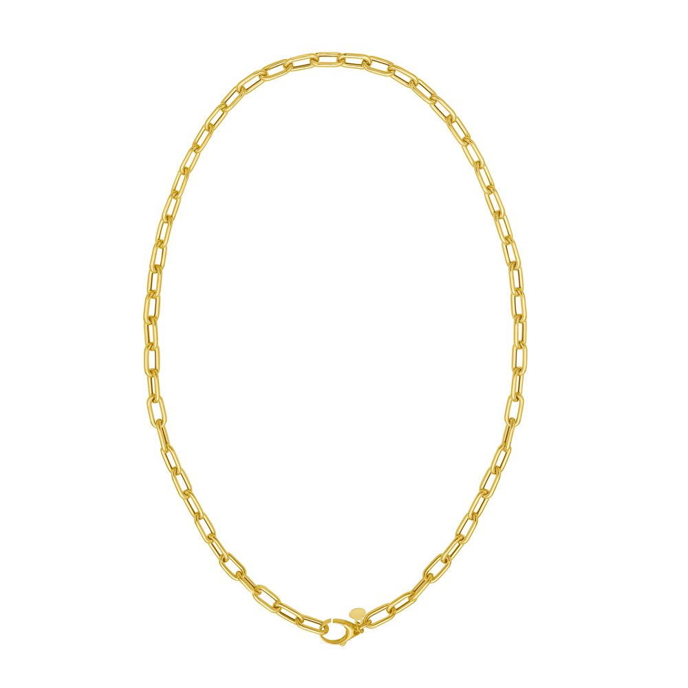 14K Charm Lock Paperclip Chain, view 4