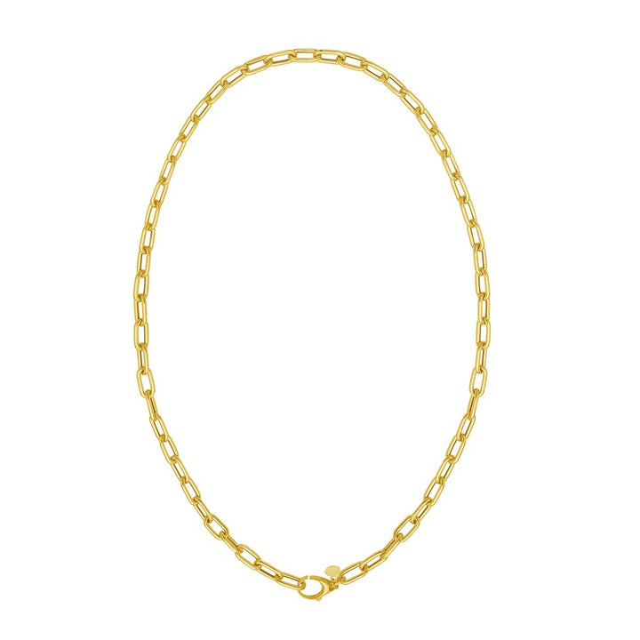 14K Charm Lock Paperclip Chain, view 4